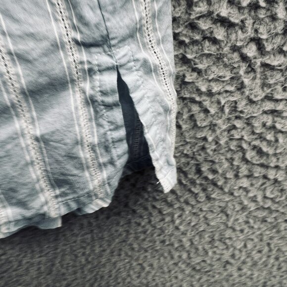 Lane Bryant Womens 14 Ruffle Blouse‎ Blue Striped Cotton Sleeveless Career Top - Picture 4 of 11